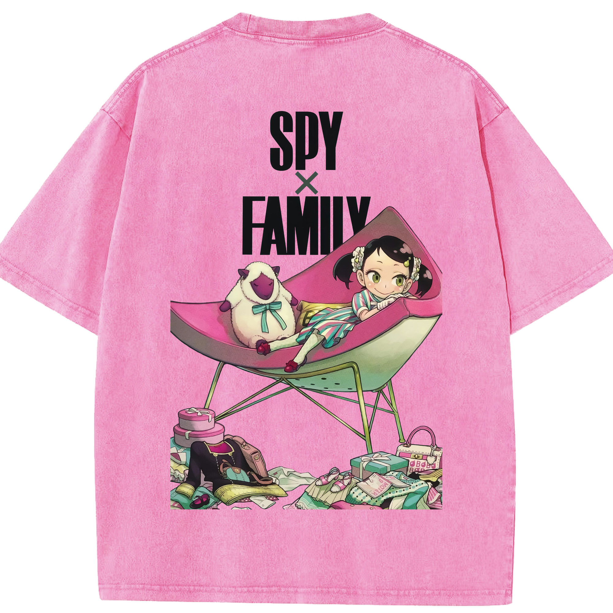 （画像用） SPY×FAMILY间谍家家酒 綿100% ヴィンテージ風 半袖Tシャツ（背面プリント）